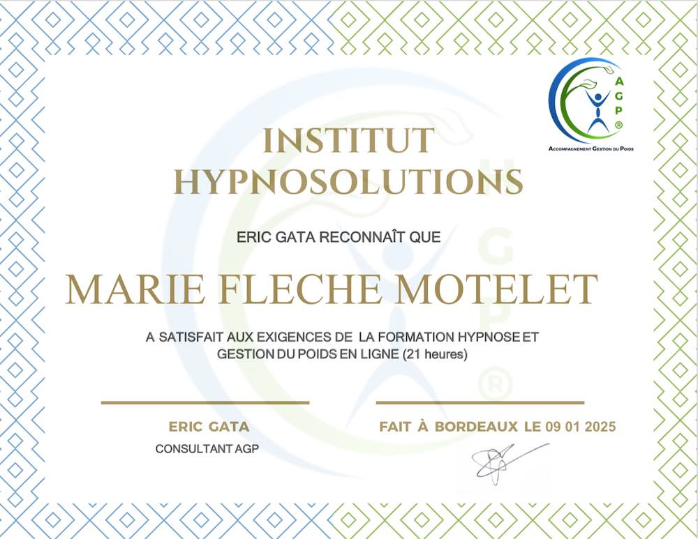 Certificat gestion poids