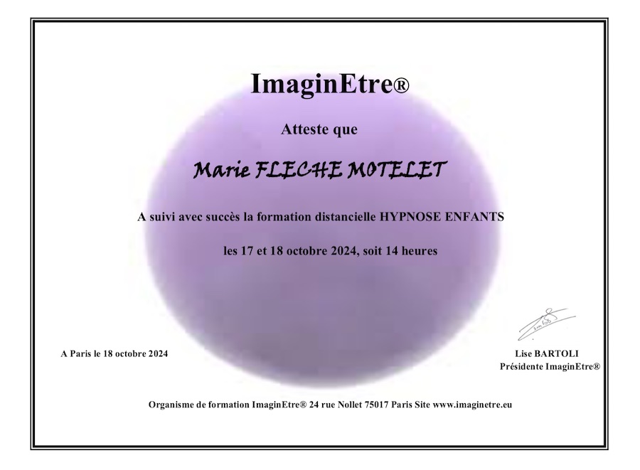 Certificat hypnose enfant